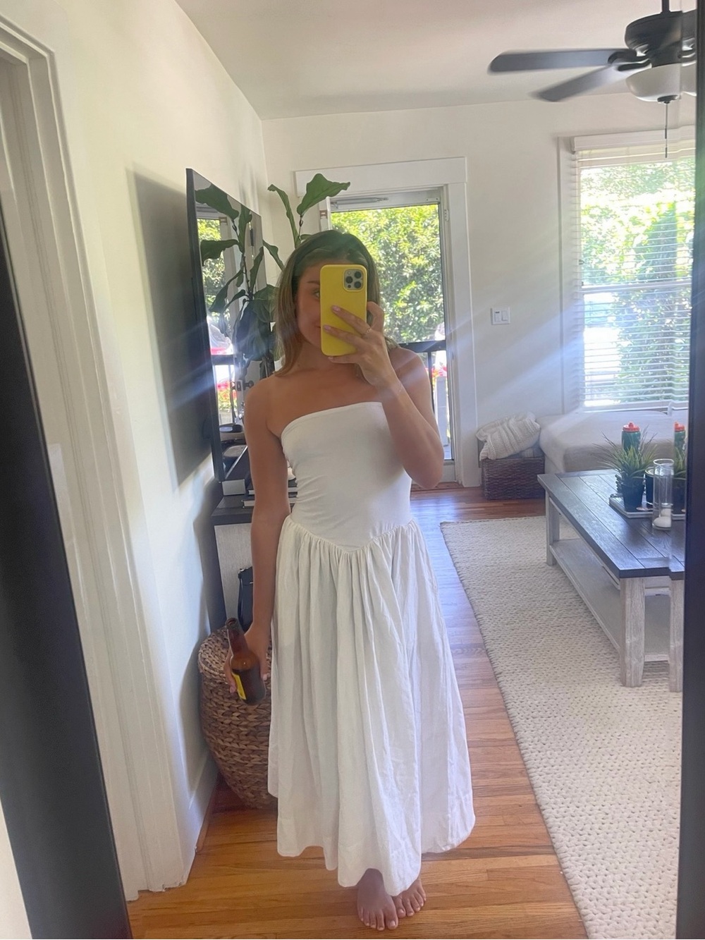Free People Strapless White Midi Dress